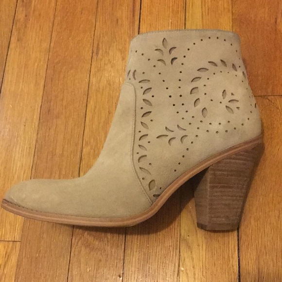 Ivanka Trump Shoes - Ivanka Trump Laser Cut Suede Tan Bootie